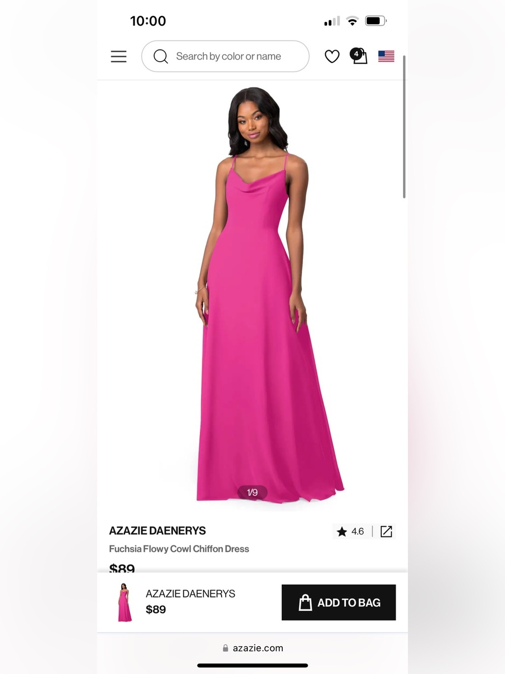Azazie fuchsia Strapless Cowl Neck Dress